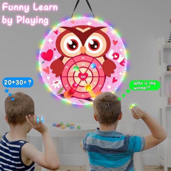 25 Inch Valentines Day Dart Board with String 12 Sticky Ball for Valentine Fun Party Games