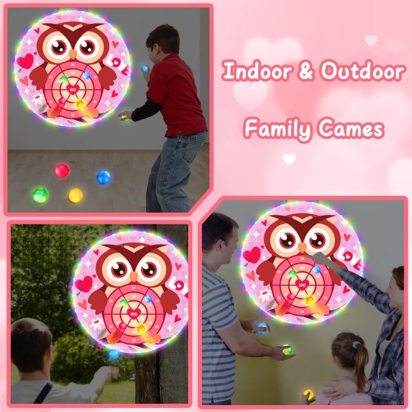 25 Inch Valentines Day Dart Board with String 12 Sticky Ball for Valentine Fun Party Games