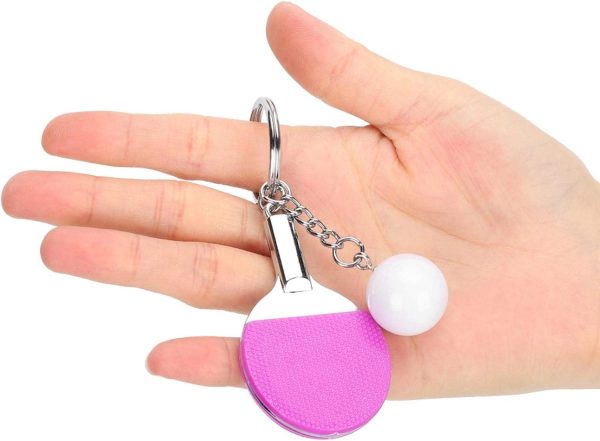 6Pcs Table Tennis Keychain, Mini Ping Pong Keyrings with Table Tennis Racket Sports Keyring for Bags Backpack