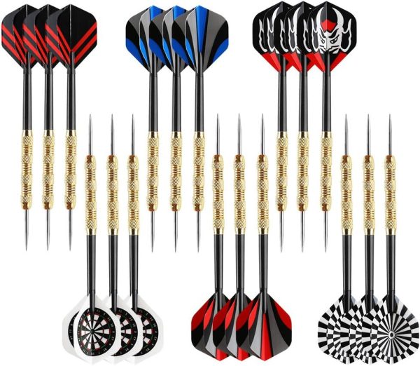 Accmor Steel Tip Darts, Professional Metal Darts, Darts Metal Tip Set, Metal Darts for Dartboard,18 pcs