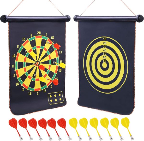 AmyBenton Magnetic Dart Board for Kids Adults, 12pcs Magnetic Darts Indoor Outdoor Magnet Dart Game for 5 6 7 8 9 10 11 12 13 Year Old Boy