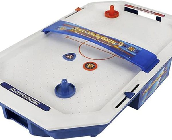Gamie Crash Air Hockey Game Set for Kids, Mini Air Hockey Table with 4 Handheld Strikers and 4 Pucks, Desktop Sports Game for Hours of Indoor Fun, Great Gift Idea