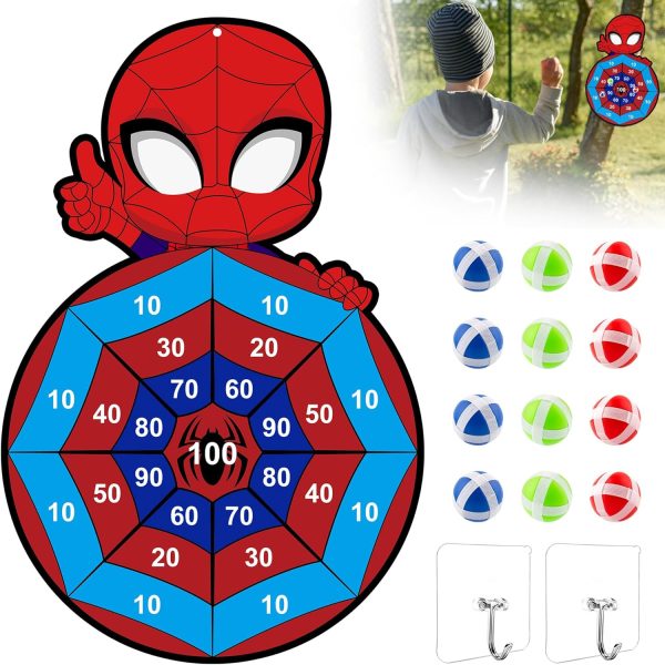 Giseo 29’’Large Kid Dart Board Spidy Dartboards with 12 Velcro Sticky Balls for Boys Birthday Gifts for 3-8 Years Old Boys and Girls