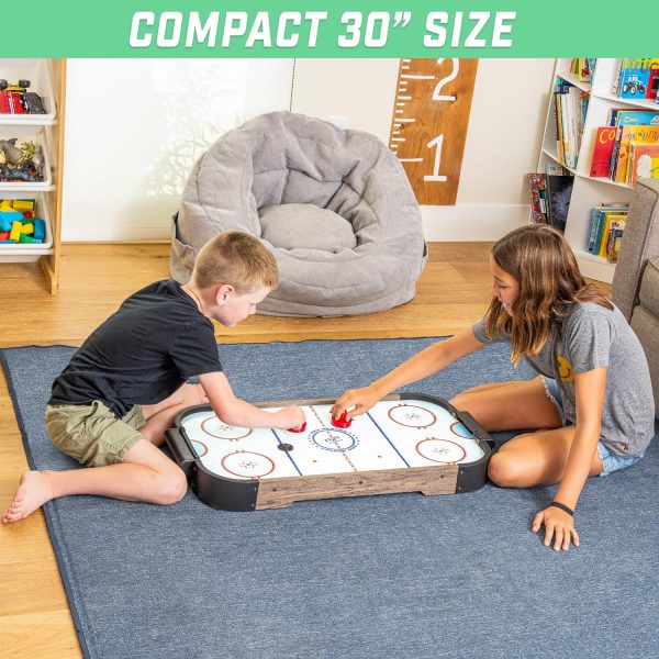 GoSports 30 Inch Table Top Air Hockey Game for Kids - Portable, Battery Operated Game Table - Oak or Black