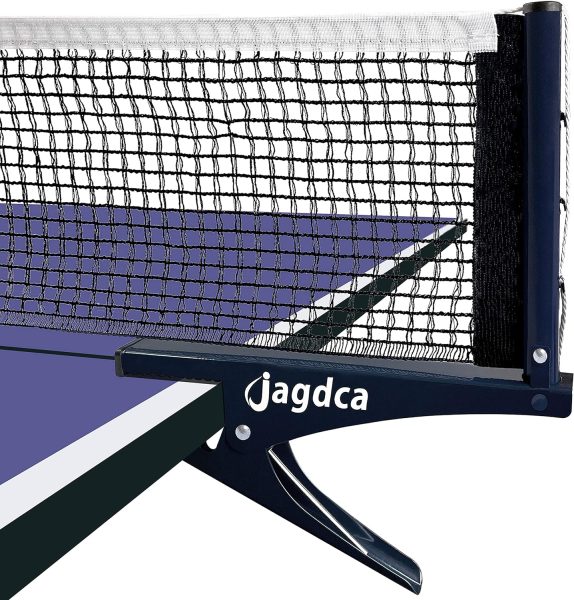 Jagdca Professional Table Tennis Net Post Set, Ping Pong Net Clamp Adjustable Equipment, Foldable Grip Holder Training Game Accessories, Portable Practice Mesh Clip Kit Indoor Outdoor (Navy)