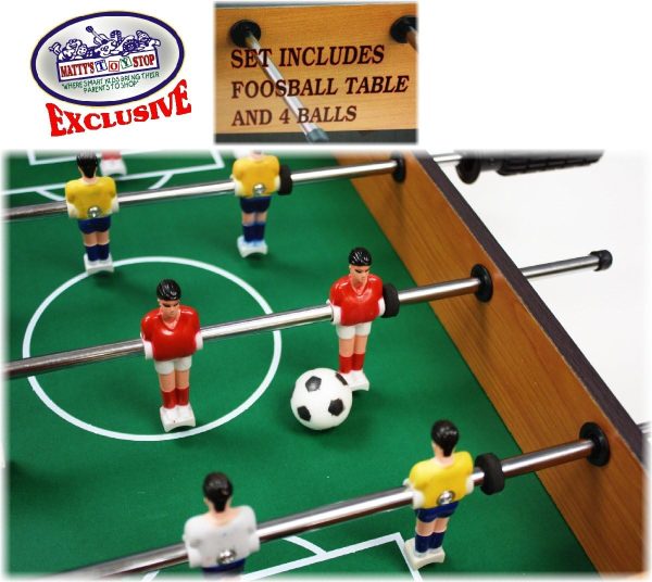 Mattys Toy Stop Deluxe 20 Wooden Table Top Air Hockey (Extra Pucks)  Foosball (Soccer) (Extra Balls) Games Gift Set Bundle - 2 Pack