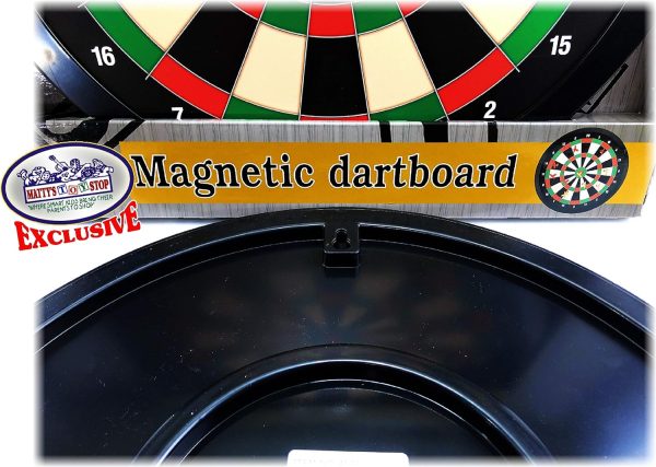 Mattys Toy Stop Deluxe Magnetic Dartboard (Dart Board) 15.5 with 10 Darts Total (5 Yellow  5 Red)