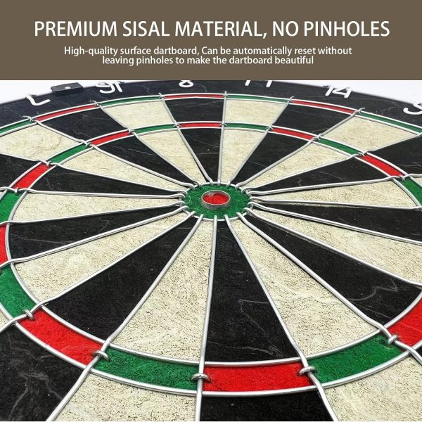 Pennpliy Bristle Dart Board Set for Adults, Professional 18 Steel Tip Outdoor Dartboard Set, High-Grade Compressed Sisal Metal Wire Board with Rotating Number Ring Includes 6pcs 18g Darts