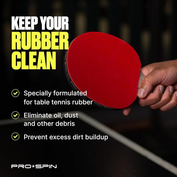 PRO-SPIN Table Tennis Rubber Cleaning Kit - Ping Pong Paddle Cleaner | 100ml Rubber Cleaner Sponge Included | Eliminate Dirt Dust | Optimal Spin Control | Preserve Rubber Restore Tackiness