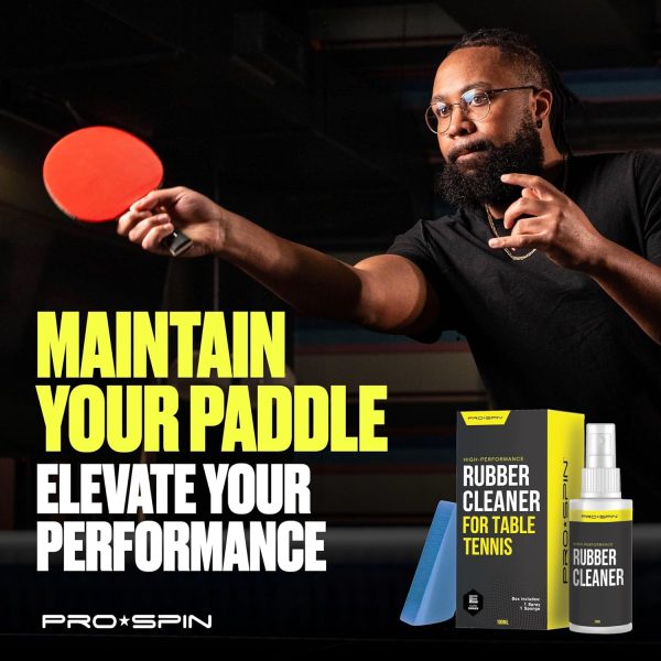 PRO-SPIN Table Tennis Rubber Cleaning Kit - Ping Pong Paddle Cleaner | 100ml Rubber Cleaner Sponge Included | Eliminate Dirt Dust | Optimal Spin Control | Preserve Rubber Restore Tackiness