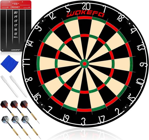 Professional Dart Boards, Competition Bristle Dartboard and Darts for Adults, Steel Tip Dart Board Set in Game Room/Bar/Office, Regulation Size High Grade Sisal Dartboards with 6 Metal Tip Darts
