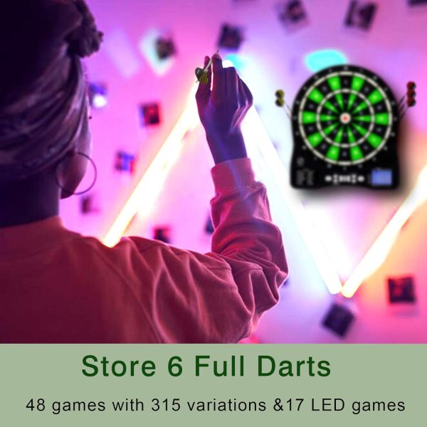 Turnart Electronic Dart Board,13 inch Illuminated Segments Light Based Games Electric Dartboard for Adults Tested Tough Segment for Enhanced Durability Professional with Scoring