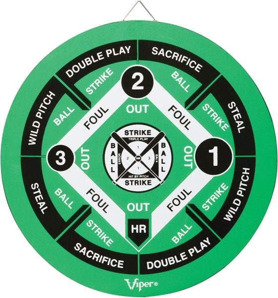 Viper Double Play 2-in-1 Baseball Dartboard with Darts,Black