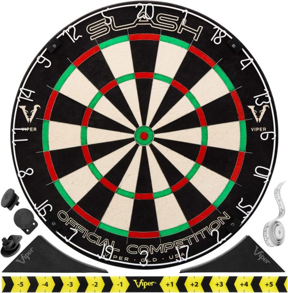 Viper Slash Official Competition Bristle Steel Tip Dartboard, WDF Accredited with Staple-Free Ultra-Thin Metal Wiring, Self-Healing Professional-Grade African Sisal, Magnetic Dart Holders,Black