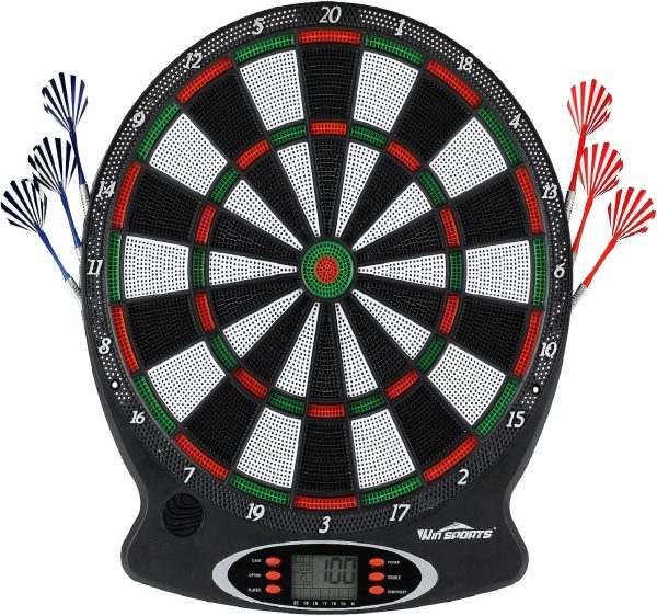 WIn SPORTS Electronic Dartboard Soft Tips Set,Regulation Size for Friendly Match,Automatic Scoring with Easy Operate Interface, Segment Separator Web for Fewer Bounce Out (17x15)