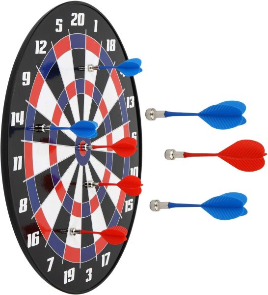 Win SPORTS Magnetic Dart Board Game - Darts and Kids Dart Board Set,16 Inch Dart Board with 8 Strong Magnet Darts of 2 Colors,Best Kids Toy Gift Indoor Outdoor Games for Family and Friends