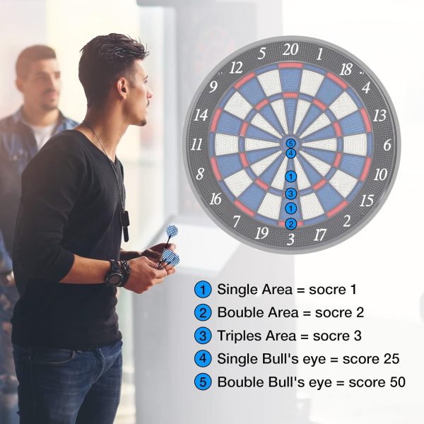 WIN.MAX Electronic Dart Board Cabinet Set, Soft Tip Darts Board with LED Electronic Scoreboard for Darts, up to 16 Players, 38 Games and 211 Variations, 12 Darts Included