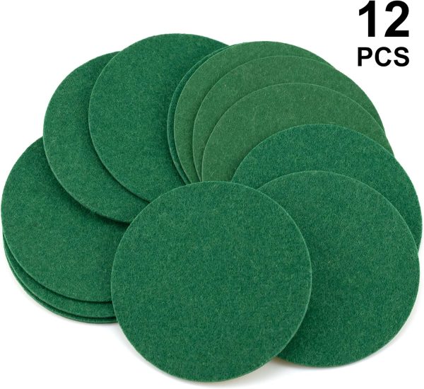 12 Pack Self Adhesive Air Hockey Mallet Felt Pads 94mm Felt Pad Replacement for Air Hockey Pushers