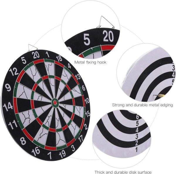 15in Dartboard, Portable Thicken Flocking Two Sides Dartboard Dart Board Dartboard and Cabinet Sets Complete with All Accessories Competition Domestic Accessory