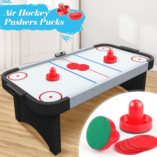 3 Sets 60mm Mini Air Hockey Pucks and Paddles Air Hockey Pushers Pucks Goal Handles Paddles Red Replacement Accessories for Game Tables (6 Strikers+12 Pucks)