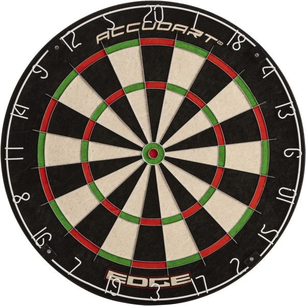 Accudart Edge Bristle Dartboard - Razor Thin Spider Wire Reduces Bounce Outs - Premium Brazilian Sisal - Advanced Metal Number Ring - Increased Playing Area - Super Thin Bullseye