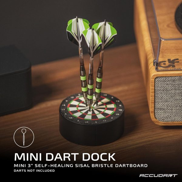 Accudart Mini Dart Dock - 3 Self Healing Sisal Dartboard - Official Mini Replica - Store Your Darts Anywhere - Darts Not Included