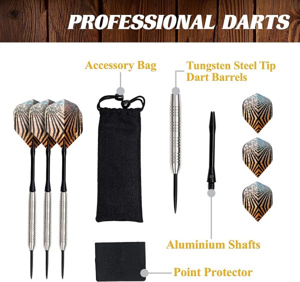 Barrington Dartboard Multiple Styles Pre-Assembled Wood Dartboard Cabinet Collection with 18” Bristle Dartboard  Steel Tip Dart Set, Perfect for Cricket Games