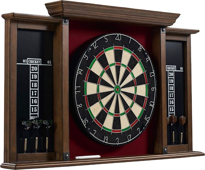 barrington dartboard multiple styles pre assembled wood dartboard cabinet collection with 18 bristle dartboard steel tip