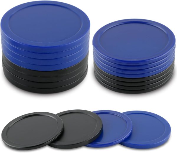 BQSPT 16 Pieces Air Hockey Pucks 2.5 Inch 64mm Replacement Pucks Air Hockey Tables Pucks for Game Tables Equipment Accessories(8 Thick 8 Thin) (Black, Blue)
