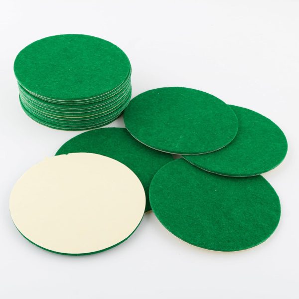 BQSPT 94mm Air Hockey Mallet Felt Pads Replacement Air Hockey Pushers Pads Green Self Adhesive Felt Sticker for 96mm Air Hockey Pushers Handles Paddles Accessories(16 Pack)