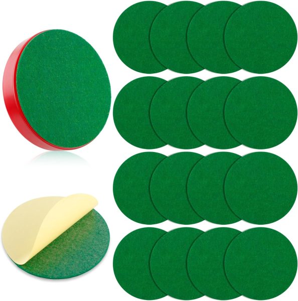 BQSPT 94mm Air Hockey Mallet Felt Pads Replacement Air Hockey Pushers Pads Green Self Adhesive Felt Sticker for 96mm Air Hockey Pushers Handles Paddles Accessories(16 Pack)