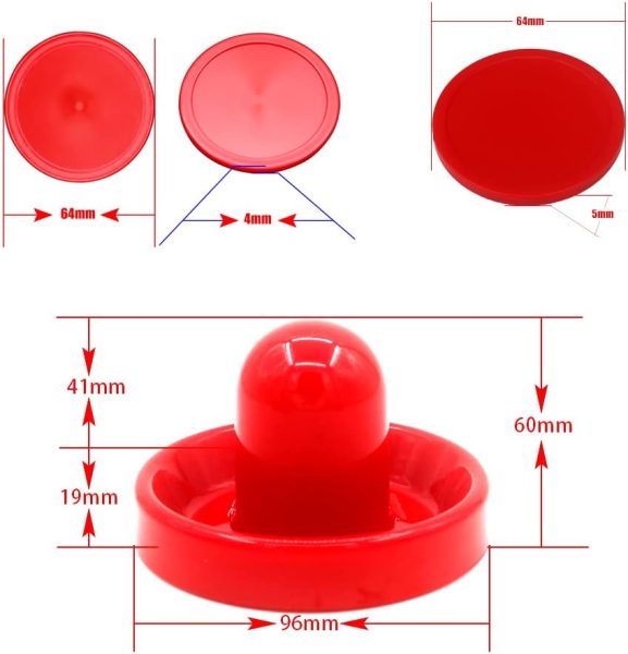 BQSPT Air Hockey Pucks and Paddles,Air Hockey Pushers and Pucks,Goal Handles Paddles Replacement Accessories for Game Tables (4 Striker 96mm with Pads, 8 Pucks 64mm Thick and Thin)