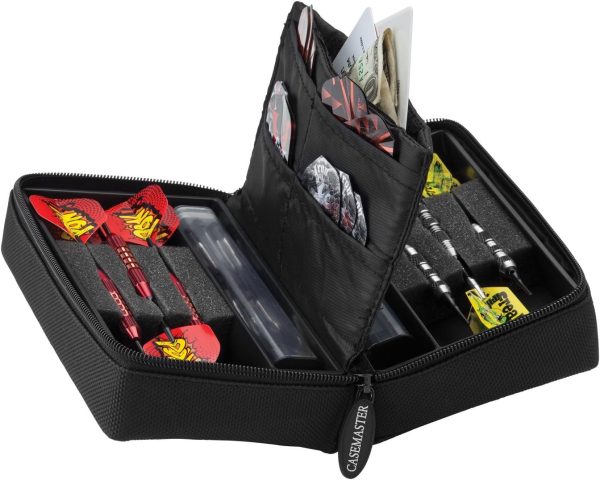 Casemaster Classic Nylon Dart Carrying Case for Steel and Soft Tip Darts, Holds 6 Darts Numerous Other Accessories via Generous Storage Pockets, Tubes and Boxes