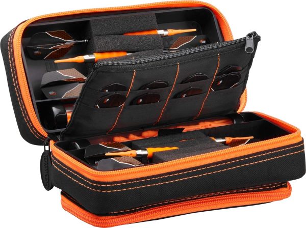 Casemaster Plazma Pro, 6 Dart Case for Soft and Steel Tip Darts, Features Large Front Mobile Device Pocket, Built-In Storage Tubes and Pockets for Flights, Tips, Shafts, and Personal Items