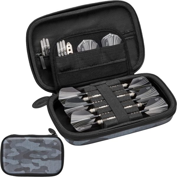 Casemaster Sentinel 6 Dart Case, Holds Extra Accessories, Tips, Shafts and Flights, Compatible with Steel Tip and Soft Tip Darts, Impact  Water Resistant Tactech Shell, Black Camo