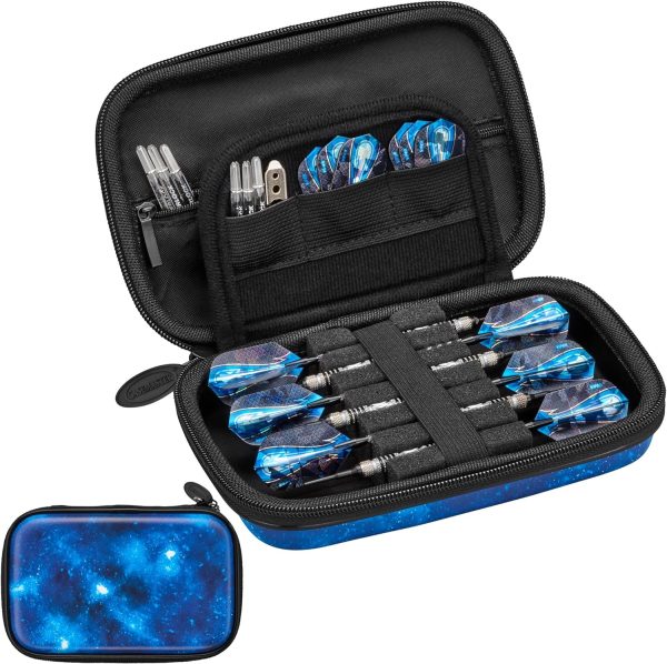 Casemaster Sentinel 6 Dart Case, Holds Extra Accessories, Tips, Shafts and Flights, Compatible with Steel Tip and Soft Tip Darts, Impact  Water Resistant Tactech Shell, Galaxy
