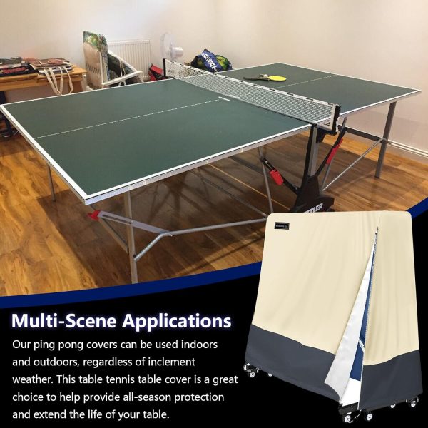 Chinchilla Ping Pong Table Cover, Outdoor  Indoor Waterproof Sunscreen Heavy-Duty Folding Table Tennis Table Cover (65 x 28 x 69)