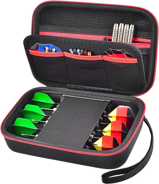 Dart Case Holder Organizer for 6 Pcs Steel Tip and Soft Tip Darts, Darts Carrying Storage Bag Fits for Dart Tips, Shafts and Flights-Black (Box Only)