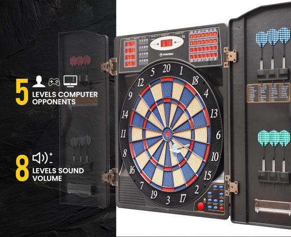 Electronic Dart Board LED Electric Digital Dart Boards for Adults with Cabinet,up to 16 Players, 38 Games and 211 Variations with 12 Soft Tip Dartboard Set