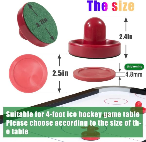 JSYY Air Hockey Pucks and Paddles,Set 4 Pushers Pucks,Air Accessories,Suitable for Tables Over feet, Red