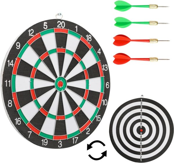 Mini Dart Board Set, 12” Double-Sided Dartboard, Professional Dart Boards with 4 Darts, Excellent Dartboard Game for Adults and Kids, Suitable Indoor Games  Party Games for Family and Friends