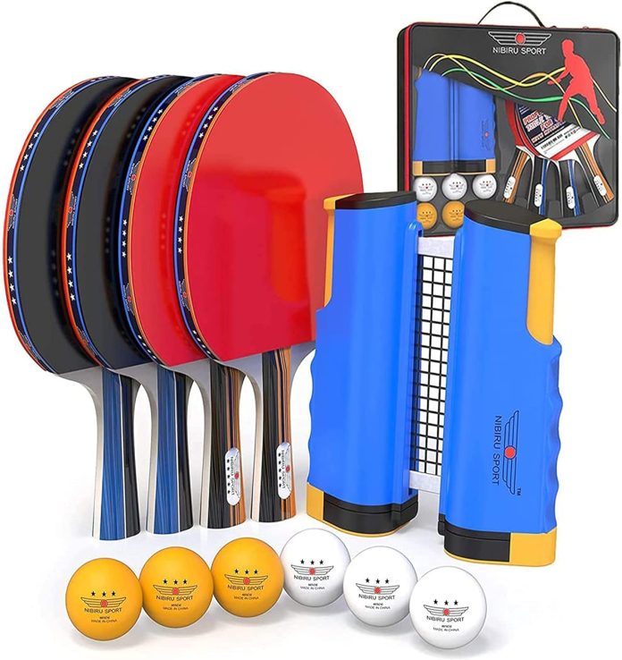 nibiru sport ping pong paddles set professional table tennis rackets and balls retractable net with posts and storage ca
