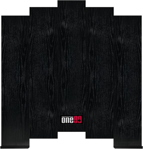 ONE80 Knock-down Dartboard Backboard for A Large Area of Wall Protection Free Combination for Various Set-up Options Wooden Backboard with Black Veins Mounting Kits and Instructions Included Dartboard
