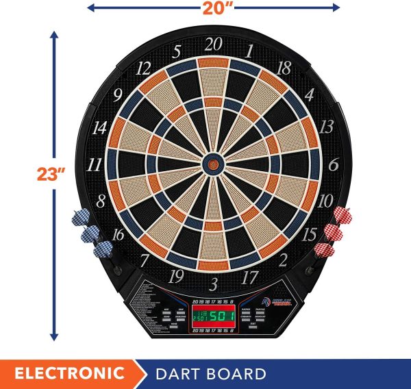 Rally and Roar 15.5 Electronic Dartboard w/Built in Scorer, 20 Game Modes and 6 Soft Tip Darts
