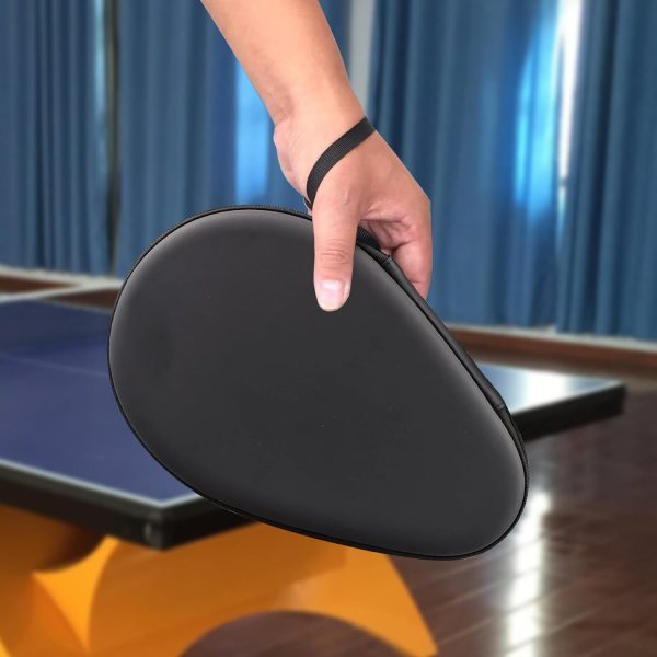 Table Tennis Racket Case Ping Pong Paddle Case Storage Pocket Hard Cover Large Capacity Container Bag Gourd Shape for Sports Accessories Texture (Black)