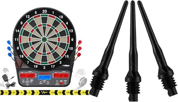 Viper 850 Electronic Dartboard, Ultra Bright Triple Score Display, 50 Games With 470 Scoring Variations, Regulation Size Target-Tested-Tough Segments Made From High Grade Nylon, Includes 6 Darts,Black
