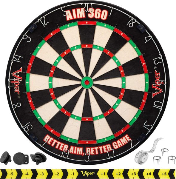 Viper AIM 360 Tournament Bristle Steel Tip Dartboard Set with Staple-Free Razor Thin Metal Spider Wire, Self-Healing Premium-Grade Sisal, Aiming Marks, Movable Target Circles for Focused Training