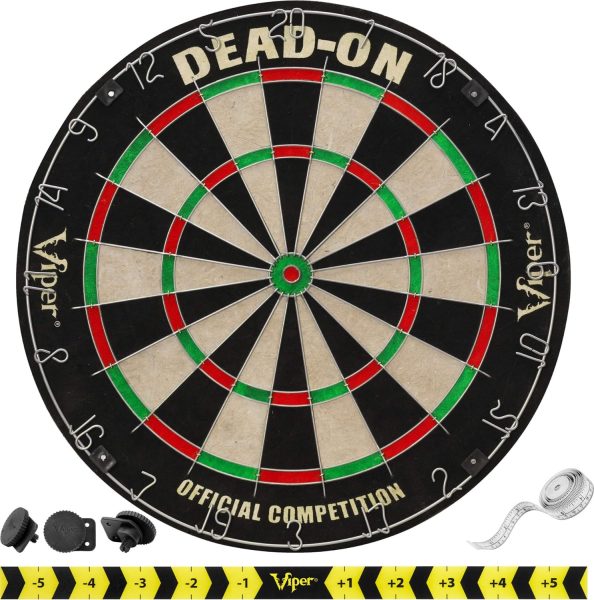 Viper Dead-On Tournament Bristle Steel Tip Dartboard Set with Staple-Free Bullseye, Metal Triangular Spider Wire for Reduced Bounce Outs and Increased Scoring; High-Grade Self-Healing Sisal Board