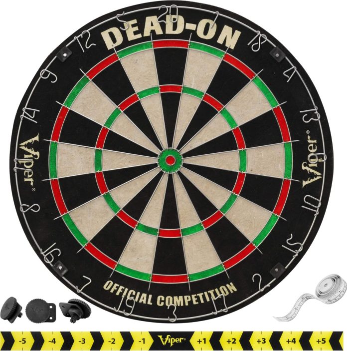 viper dead on tournament bristle steel tip dartboard set with staple free bullseye metal triangular spider wire for redu