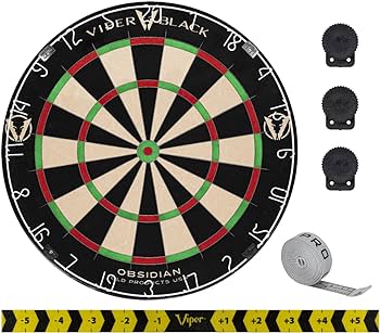 Viper Obsidian Black Official Competition Steel Tip Dartboard, WDF Accredited with Staple-Free Razor-Thin Spider Wire, Self-Healing Professional-Grade Kenyan Sisal